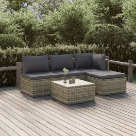 5-teiliges Gartenmöbel-Set und graue synthetische Rattankissen von vidaXL, Gartensets - Ref: Foro24-3157313, Preis: 424,99 €,...