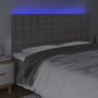 Headboard with LED lights gray synthetic leather 200x5x118/128 cm by vidaXL, Headboards and footboards - Ref: Foro24-3122536,...