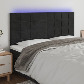 Kopfteil aus schwarzem Samt mit LED-Leuchten, 180 x 5 x 118/128 cm von vidaXL, Kopf- und Fußteile - Ref: Foro24-3122486, Prei...