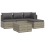 Set de muebles de jardín 5 pzas y cojines ratán sintético gris de vidaXL, Conjuntos de jardín - Ref: Foro24-3157313, Precio: ...