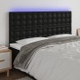 Cabecero con luces LED cuero sintético negro 180x5x118/128 cm de vidaXL, Cabeceros y pies de cama - Ref: Foro24-3122526, Prec...