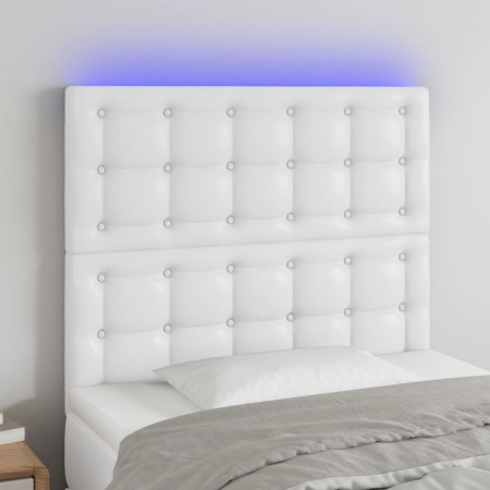 Headboard with LED lights white synthetic leather 80x5x118/128 cm by vidaXL, Headboards and footboards - Ref: Foro24-3122497,...