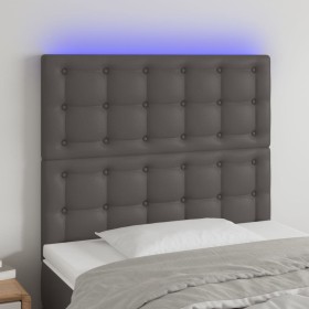 Headboard with LED lights gray synthetic leather 90x5x118/128 cm by vidaXL, Headboards and footboards - Ref: Foro24-3122506, ...