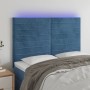 Headboard with LED lights dark blue velvet 144x5x118/128 cm by vidaXL, Headboards and footboards - Ref: Foro24-3122616, Price...