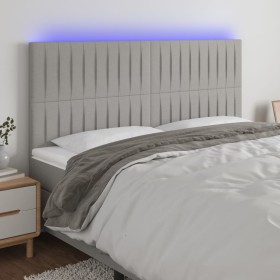 Headboard with LED lights light gray fabric 180x5x118/128 cm by vidaXL, Headboards and footboards - Ref: Foro24-3122676, Pric...