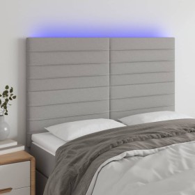 Headboard with LED lights light gray fabric 144x5x118/128 cm by vidaXL, Headboards and footboards - Ref: Foro24-3122562, Pric...