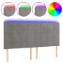 Headboard with LED lights light gray velvet 200x5x118/128 cm by vidaXL, Headboards and footboards - Ref: Foro24-3122490, Pric...