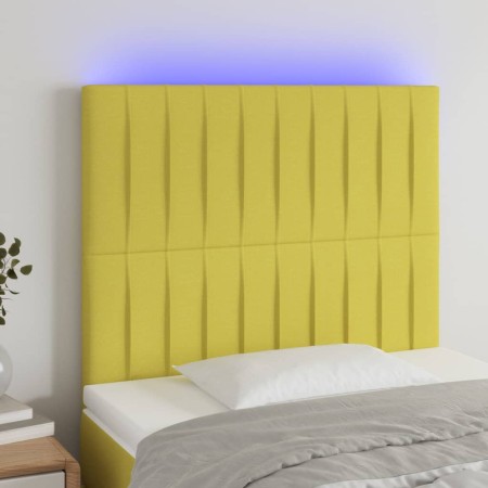 Headboard with LED lights green fabric 100x5x118/128 cm by vidaXL, Headboards and footboards - Ref: Foro24-3122659, Price: 62...