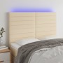 Headboard with LED lights cream fabric 144x5x118/128 cm by vidaXL, Headboards and footboards - Ref: Foro24-3122567, Price: 11...