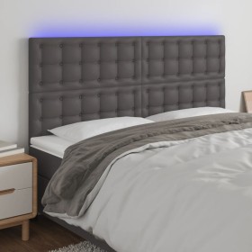 Headboard with LED lights gray synthetic leather 180x5x118/128 cm by vidaXL, Headboards and footboards - Ref: Foro24-3122530,...