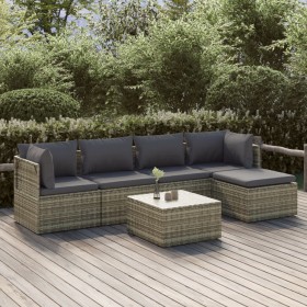 6-teiliges Gartenmöbel-Set und graue synthetische Rattankissen von vidaXL, Gartensets - Ref: Foro24-3157320, Preis: 498,99 €,...