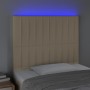 Headboard with LED lights cream fabric 90x5x118/128 cm by vidaXL, Headboards and footboards - Ref: Foro24-3122649, Price: 75,...