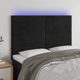 Kopfteil aus schwarzem Samt mit LED-Leuchten, 144 x 5 x 118/128 cm von vidaXL, Kopf- und Fußteile - Ref: Foro24-3122614, Prei...