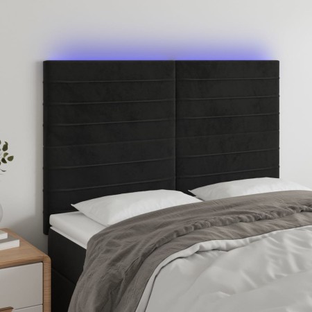 Black velvet headboard with LED lights 144x5x118/128 cm by vidaXL, Headboards and footboards - Ref: Foro24-3122614, Price: 11...