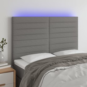 Kopfteil mit LED-Leuchten aus dunkelgrauem Stoff, 144 x 5 x 118/128 cm von vidaXL, Kopf- und Fußteile - Ref: Foro24-3122563, ...