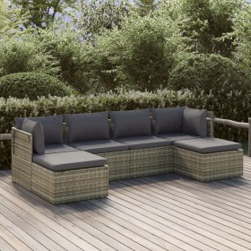 Gartenmöbel-Set 6-teilig und Kissen aus synthetischem Rattan grau von vidaXL, Gartensets - Ref: Foro24-3157321, Preis: 498,99...