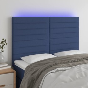 Headboard with LED lights blue fabric 144x5x118/128 cm by vidaXL, Headboards and footboards - Ref: Foro24-3122568, Price: 118...