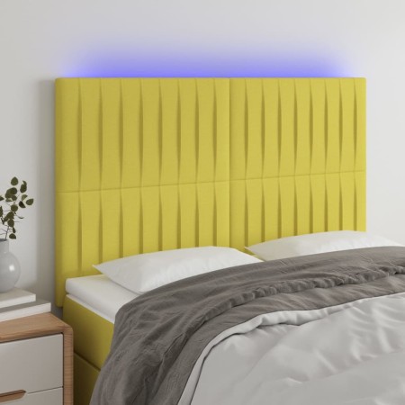 Headboard with LED lights green fabric 144x5x118/128 cm by vidaXL, Headboards and footboards - Ref: Foro24-3122667, Price: 11...