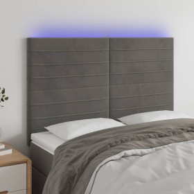 Headboard with LED lights dark gray velvet 144x5x118/128 cm by vidaXL, Headboards and footboards - Ref: Foro24-3122613, Price...