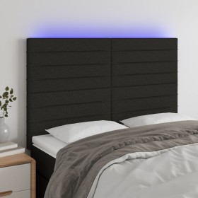 Headboard with LED lights black fabric 144x5x118/128 cm by vidaXL, Headboards and footboards - Ref: Foro24-3122564, Price: 11...