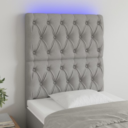 Headboard with LED lights light gray fabric 80x7x118/128 cm by vidaXL, Headboards and footboards - Ref: Foro24-3122734, Price...