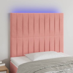 Cabecero con luces LED terciopelo rosa 100x5x118/128 cm de vidaXL, Cabeceros y pies de cama - Ref: Foro24-3122709, Precio: 75...