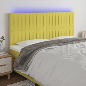 Headboard with LED lights green fabric 160x5x118/128 cm by vidaXL, Headboards and footboards - Ref: Foro24-3122675, Price: 12...