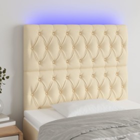 Headboard with LED lights cream fabric 100x7x118/128 cm by vidaXL, Headboards and footboards - Ref: Foro24-3122755, Price: 98...