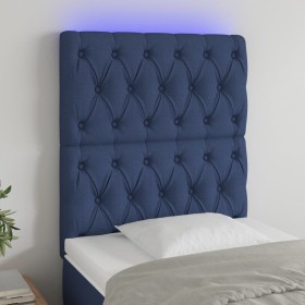 Headboard with LED lights blue fabric 80x7x118/128 cm by vidaXL, Headboards and footboards - Ref: Foro24-3122740, Price: 82,9...