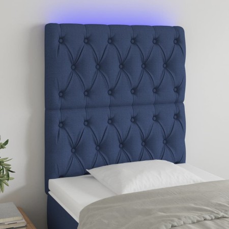 Cabecero con luces LED tela azul 80x7x118/128 cm de vidaXL, Cabeceros y pies de cama - Ref: Foro24-3122740, Precio: 82,99 €, ...