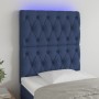 Headboard with LED lights blue fabric 80x7x118/128 cm by vidaXL, Headboards and footboards - Ref: Foro24-3122740, Price: 82,7...