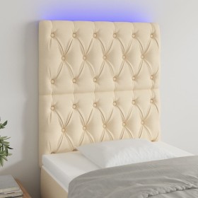 Headboard with LED lights cream fabric 80x7x118/128 cm by vidaXL, Headboards and footboards - Ref: Foro24-3122739, Price: 86,...