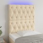 Cabecero con luces LED tela crema 80x7x118/128 cm de vidaXL, Cabeceros y pies de cama - Ref: Foro24-3122739, Precio: 83,55 €,...