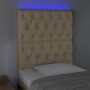 Headboard with LED lights cream fabric 80x7x118/128 cm by vidaXL, Headboards and footboards - Ref: Foro24-3122739, Price: 83,...