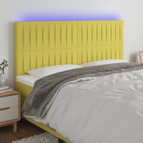 Headboard with LED lights green fabric 200x5x118/128 cm by vidaXL, Headboards and footboards - Ref: Foro24-3122691, Price: 11...