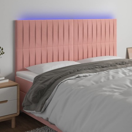 Rosafarbenes Samtkopfteil mit LED-Leuchten, 160 x 5 x 118/128 cm von vidaXL, Kopf- und Fußteile - Ref: Foro24-3122721, Preis:...