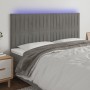 Cabecero con luces LED terciopelo gris claro 160x5x118/128 cm de vidaXL, Cabeceros y pies de cama - Ref: Foro24-3122716, Prec...