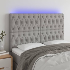 Headboard with LED lights light gray fabric 160x7x118/128 cm by vidaXL, Headboards and footboards - Ref: Foro24-3122766, Pric...