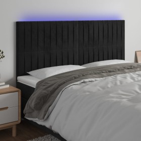 Cabecero con luces LED terciopelo negro 200x5x118/128 cm de vidaXL, Cabeceros y pies de cama - Ref: Foro24-3122730, Precio: 1...