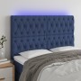 Headboard with LED lights blue fabric 160x7x118/128 cm by vidaXL, Headboards and footboards - Ref: Foro24-3122772, Price: 155...