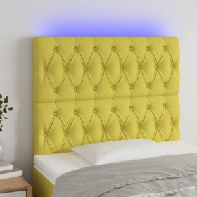 Headboard with LED lights green fabric 100x7x118/128 cm by vidaXL, Headboards and footboards - Ref: Foro24-3122757, Price: 77...