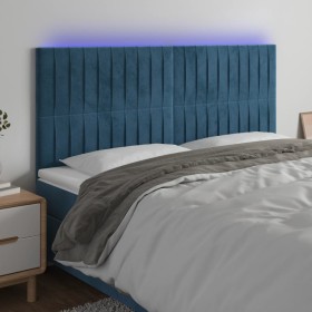 Cabecero con luces LED terciopelo azul oscuro 200x5x118/128 cm de vidaXL, Cabeceros y pies de cama - Ref: Foro24-3122732, Pre...