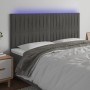 Cabecero con luces LED terciopelo gris oscuro 160x5x118/128 cm de vidaXL, Cabeceros y pies de cama - Ref: Foro24-3122717, Pre...