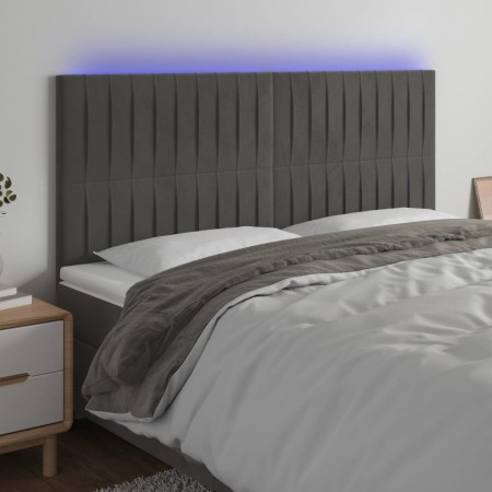 Kopfteil mit LED-Leuchten, dunkelgrauer Samt, 160 x 5 x 118/128 cm von vidaXL, Kopf- und Fußteile - Ref: Foro24-3122717, Prei...