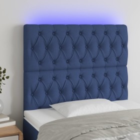 Cabecero con luces LED tela azul 100x7x118/128 cm de vidaXL, Cabeceros y pies de cama - Ref: Foro24-3122756, Precio: 96,45 €,...