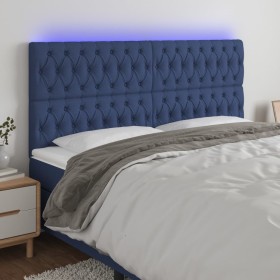 Cabecero con luces LED tela azul 180x7x118/128 cm de vidaXL, Cabeceros y pies de cama - Ref: Foro24-3122780, Precio: 166,67 €...