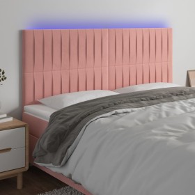 Cabecero con luces LED terciopelo rosa 180x5x118/128 cm de vidaXL, Cabeceros y pies de cama - Ref: Foro24-3122727, Precio: 12...