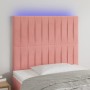 Pink velvet headboard with LED lights 80x5x118/128 cm by vidaXL, Headboards and footboards - Ref: Foro24-3122697, Price: 65,3...