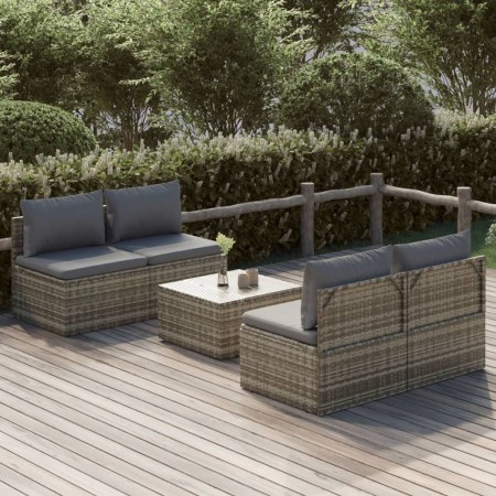 5-piece garden furniture set and gray synthetic rattan cushions by vidaXL, Garden sets - Ref: Foro24-3157481, Price: 393,99 €...