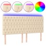 Headboard with LED lights cream fabric 180x7x118/128 cm by vidaXL, Headboards and footboards - Ref: Foro24-3122779, Price: 16...